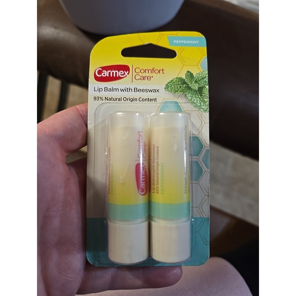 Carmex Comfort Care Peppermint Lip Balm With Beeswax 2 Sticks .15oz NIP Sealed
